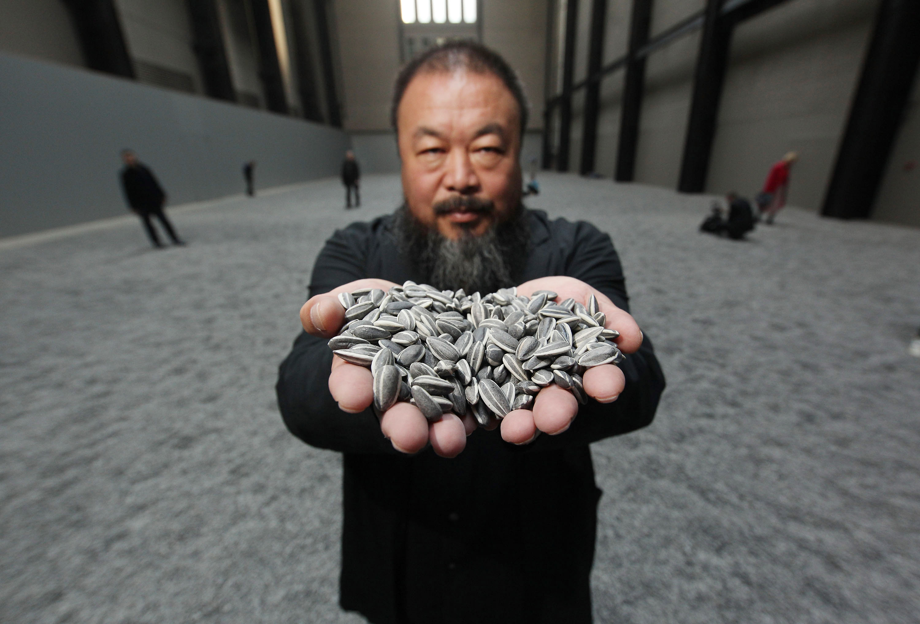 <ul><li><p>Chinese artist and activist who produces a multifaceted array of creative work, including sculptural installations, architectural projects, photographs, and videos</p></li><li><p>Triggered various forms of repression from Chinese authorities.</p></li></ul><p></p><p>Notable works: Sunflower Seeds, Ghost Gu, Han Jar Overpainted with Coca-Cola Logo</p>