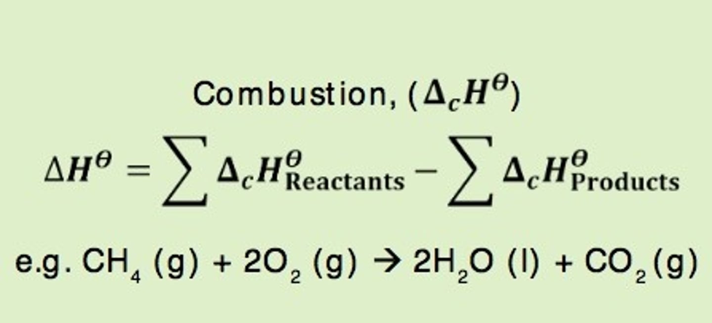 <p>the enthalpy change when 1 mole of a substance in its standard is completely burned in oxygen under standard conditions.</p>