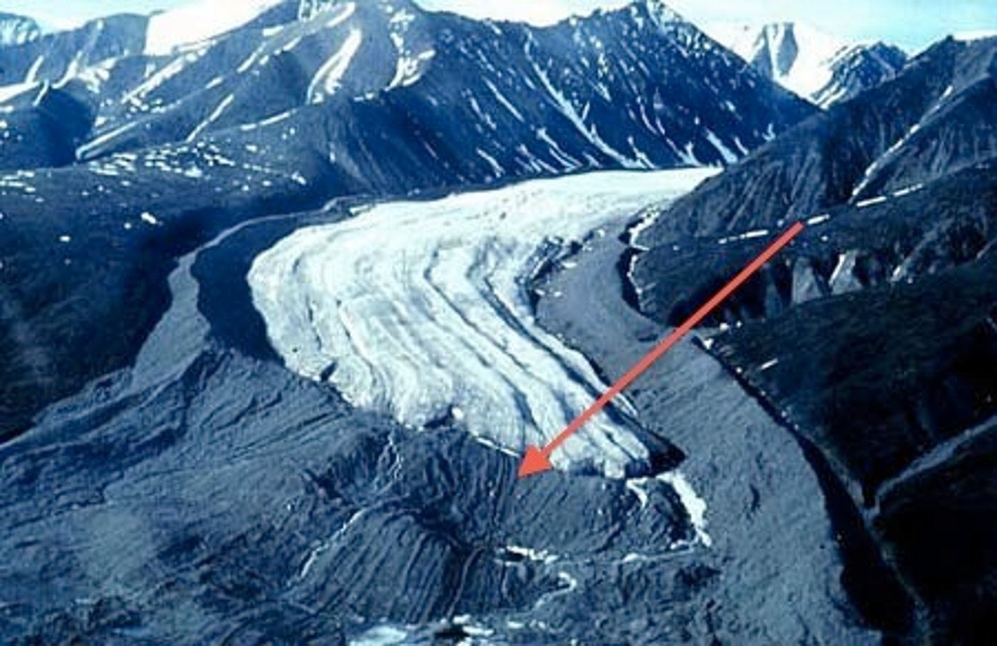 <p>A ridge formed by the deposition of till at the end of a glacier.</p>