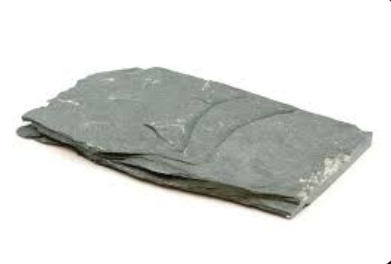 <p>a type of foliation in metamorphic rocks where the rock breaks along flat, parallel planes, often seen in slate. </p>