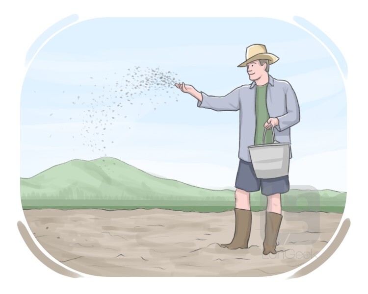 <p><span>To distribute or spread things loosely and unevenly across an area or surface.</span><br></p>