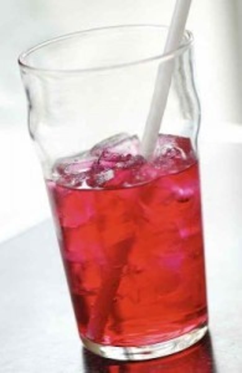 <p>water with pomegranate syrup</p>