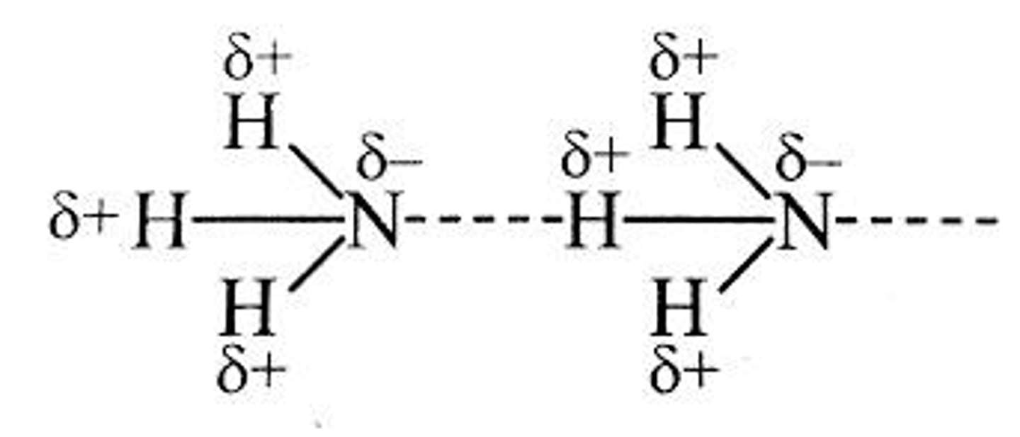 <p>Strong dipole-dipole interactions involving H, N, O, or F.</p>
