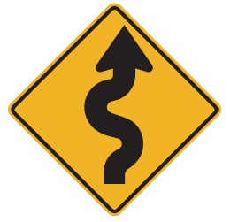 There are several curves ahead. Drive slowly and carefully and do not pass other vehicles. 
