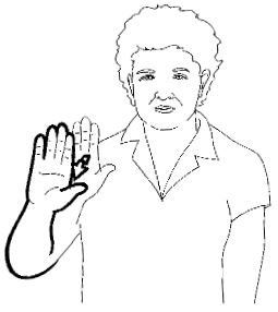 Push your open palm at the
person to whom you are referring