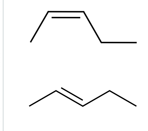 <p>The top image is&nbsp;<u>&nbsp; &nbsp; &nbsp; &nbsp; &nbsp; &nbsp; &nbsp; &nbsp;</u>&nbsp;pent-2-ene</p>
