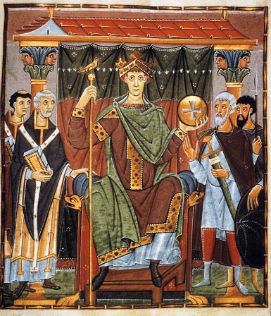 <p>Which ruler is depicted in the center?</p>