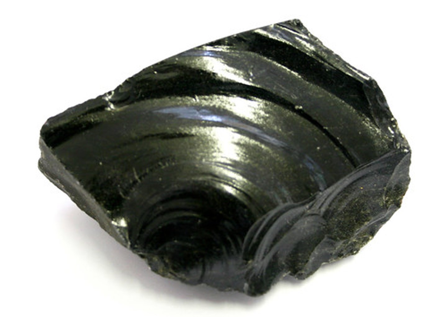 <p>F,I,M,UM: Felsic/Intermediate<br>Texture: glassy/no grains/fine-grained<br>Mineral composition: silicon dioxide<br>Other properties: extremely smooth texture, typically black color, and glassy appearance<br>Inferred rock origin: extrusive lava flow</p>