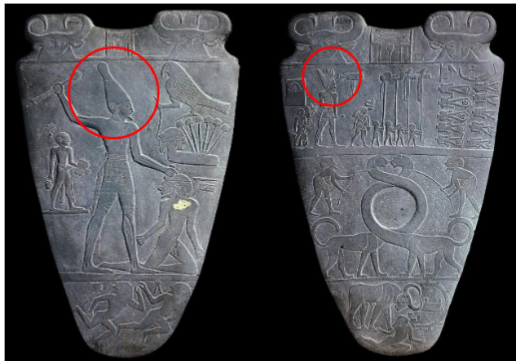 <p><span>An&nbsp;artifact discovered at the&nbsp;</span><br><span>site of Hierakonpolis.&nbsp;</span><br><span>• Both sides show the&nbsp;</span><br><span>unification of Upper and&nbsp;</span><br><span>Lower Egypt under King&nbsp;</span><br><span>Narmer</span><span style="color: windowtext">&nbsp;</span></p><ul><li><p><span>2 crowns show the unification (white –upper, red-lower)&nbsp;</span><span style="color: windowtext">&nbsp;</span></p></li></ul>