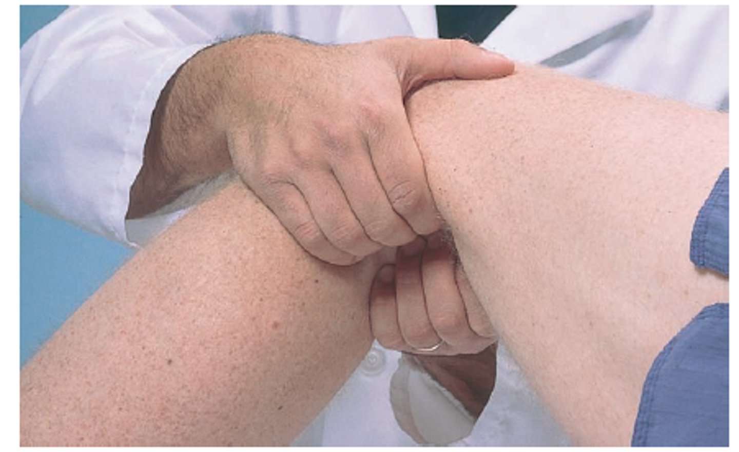 <p>pulse felt at the back of either knee; lower part of femoral artery</p>