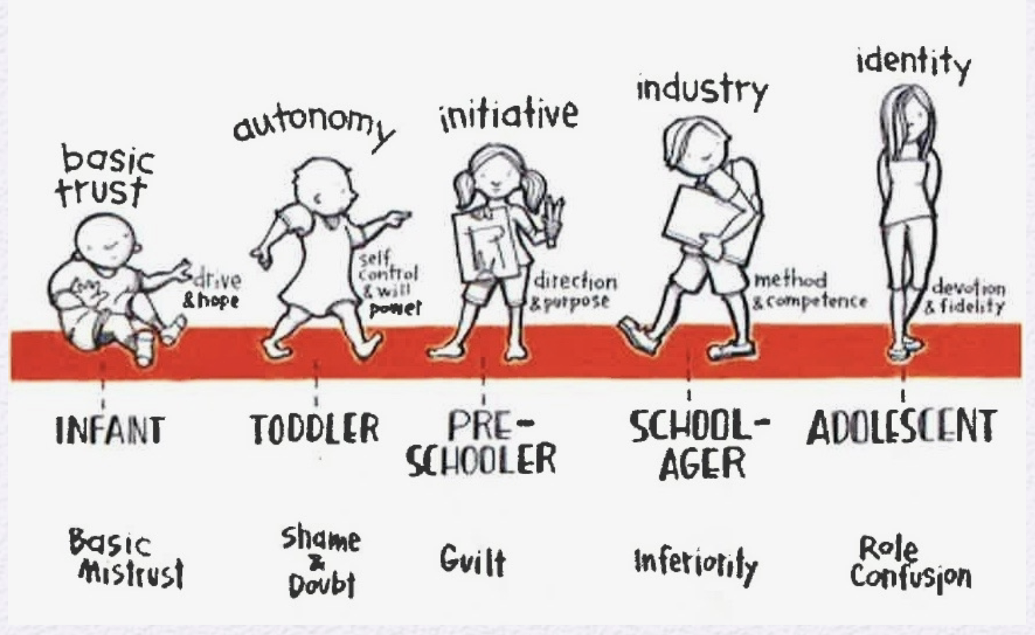 <p>Erikson; critical stages for social relationships (but you can learn it later too) </p>