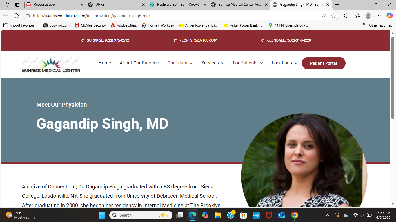 <p><span>The doctor still works at this office (confirmed here </span><a target="_blank" rel="noopener noreferrer nofollow" class="link" href="https://sunrisemedicalaz.com/our-providers/gagandip-singh-md/" data-prevent-progress="true"><span>https://sunrisemedicalaz.com/our-providers/gagandip-singh-md/</span></a><span>), so do not overwrite her name with the office name. (If Sunrise Medical Center at this address is missing, we need to add it as a new business, but here we're just focused on the name provided at the left.)</span></p>