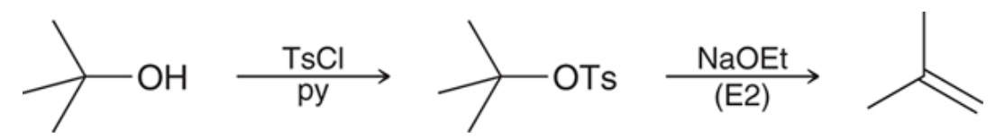 <p>To use E2 the hydroxyl group must first be converted and then a strong base can be employed</p>