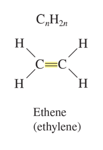 <p>CnH2n</p><p>ethene (ethylene)</p>