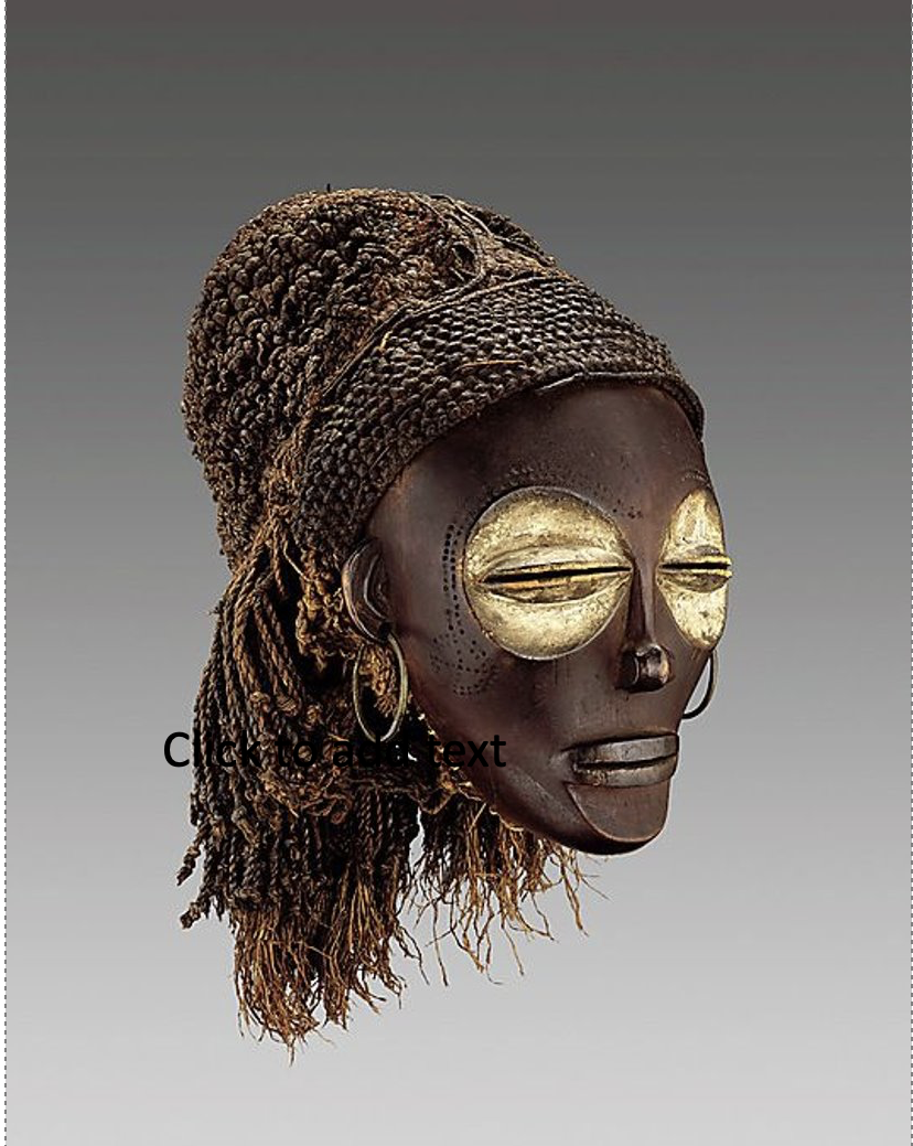 <p>chokwe people, late 19th-20th century CE, wood, fiber, pigment, metal</p>