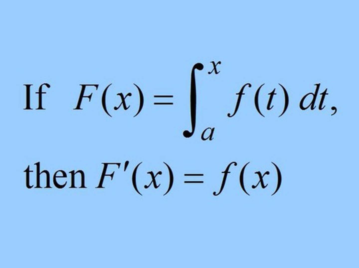 <p>g'(x) = f(x)</p>