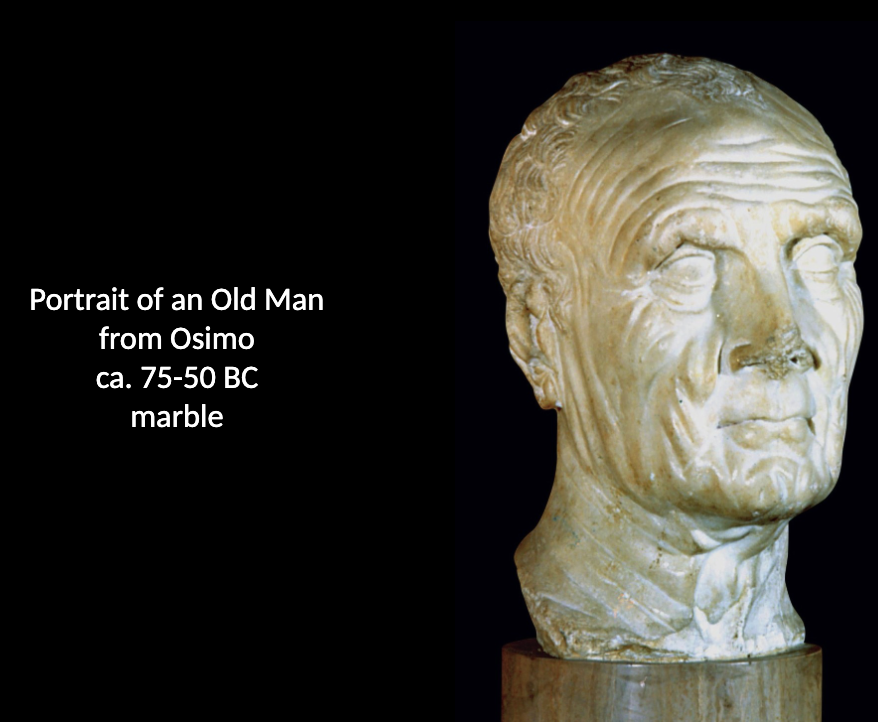 <p>Portrait of an Old Man From Osimo. What is verism? What latin work is the term derived from? How does verism differ from realism? How is Roman portraiture different from Greek portraiture?</p>