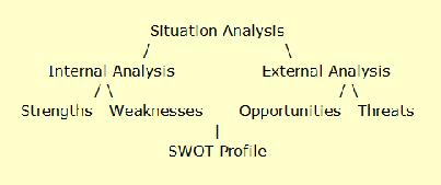 <p>Framework for analysis</p><ul><li><p>Strength</p></li><li><p>Weakness</p></li><li><p>Opportunities</p></li><li><p>Threats</p></li></ul><p>Needs lots of detail. </p><p>Internal Analysis - organizational competencies such as targets for transformation change</p><p>External Analysis - driving forces for transformational change</p>