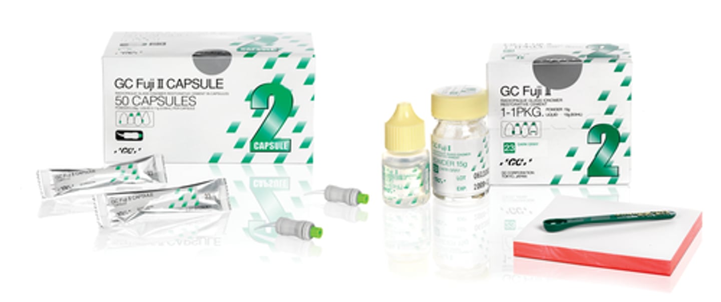 <p>Indications</p><p>● Closed/open sandwich technique with flowable/composite above it</p><p>● Lining class II amalgam</p><p>● Preventative restoration</p><p>● Atraumatic restorative treatment (ART)</p><p>● High caries risk</p><p>● Class III or class IV</p><p>● Cores or buildups when >1⁄2 tooth remains</p><p>● Root surface caries where ideal isolation cannot be obtained</p><p>Contraindications</p><p>● Anterior restorations (esthetics), high occlusal loading area</p><p>Advantages</p><p>● No etch/bond</p><p>● Less polymerization shrinkage stress</p><p>● Coefficient of thermal expansion similar to enamel/dentin</p><p>● Fluoride release- antimicrobial, more than RMGI fluoride</p><p>● Easy to use/manipulate</p><p>● More working time than RMGI</p><p>● Can be recharged with more fluoride</p><p>Disadvantages</p><p>● Wear resistance inferior to composites</p><p>Ex:</p><p>Fuji II</p><p>Fuji IX</p><p>Ketac Fil</p><p>Ketac Molar</p>