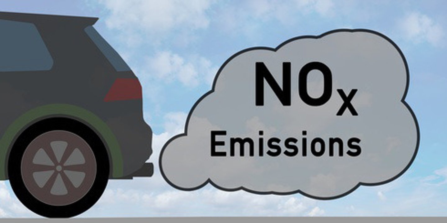 <p>A gas released from the combustion of biomass. It contributes to smog, acid rain, and can be an eye and respiratory irritant (asthma, bronchitis, etc.)</p>