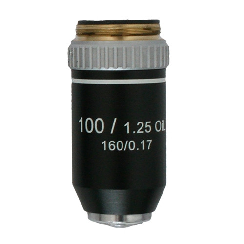 <ul><li><p>Highest magnification lens (100x)</p></li><li><p>Used with immersion oil to increase clarity and resolution for very small details.</p></li></ul><p></p>