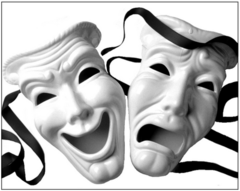 (adj) pertaining to actors and their techniques; theatrical, artificial; melodramatic