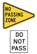 <p>No passing and passing safely`</p>