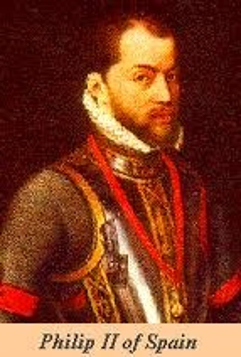 <p>Phillip II of Spain didn't believe in religious toleration. Built the Spanish Armada, the most powerful fleet in Europe. Subordinated the Spanish Netherlands. Supported Mary Queen of Scotland's plot to Kill Elizabeth. He planned an invasion of England. He wanted to keep England in the Catholic fold. The destruction of the Spanish Armada of 1588 did not mean the end of the war, but it did prevent him from forcibly unifying all of Western Europe.</p>