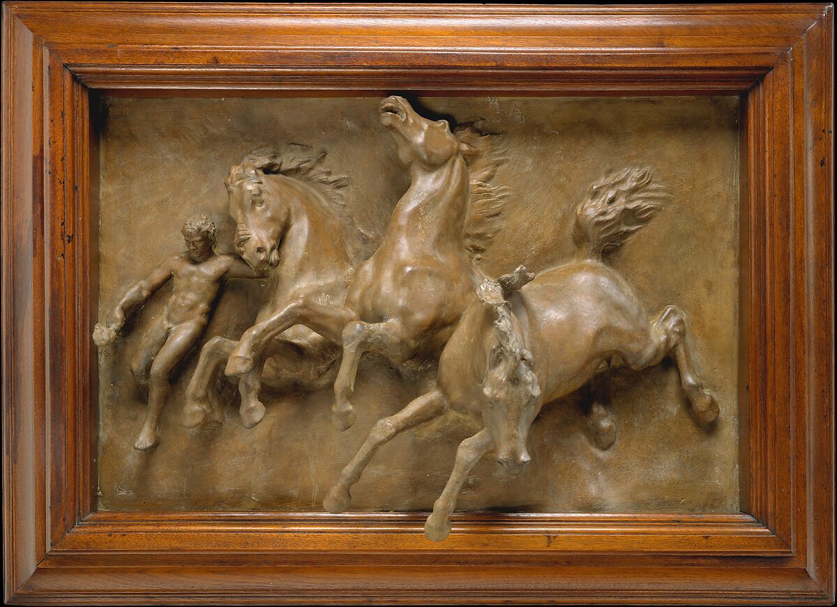 <p><span>a type of three-dimensional artwork where figures and images are carved or raised from a flat, solid background, remaining attached to it</span></p>