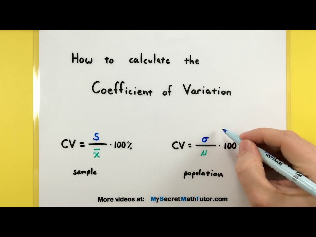 <p><strong>the ratio of the standard deviation to the mean</strong>. The higher the value, the greater the level of dispersion around the mean. It is generally expressed as a percentage.</p>