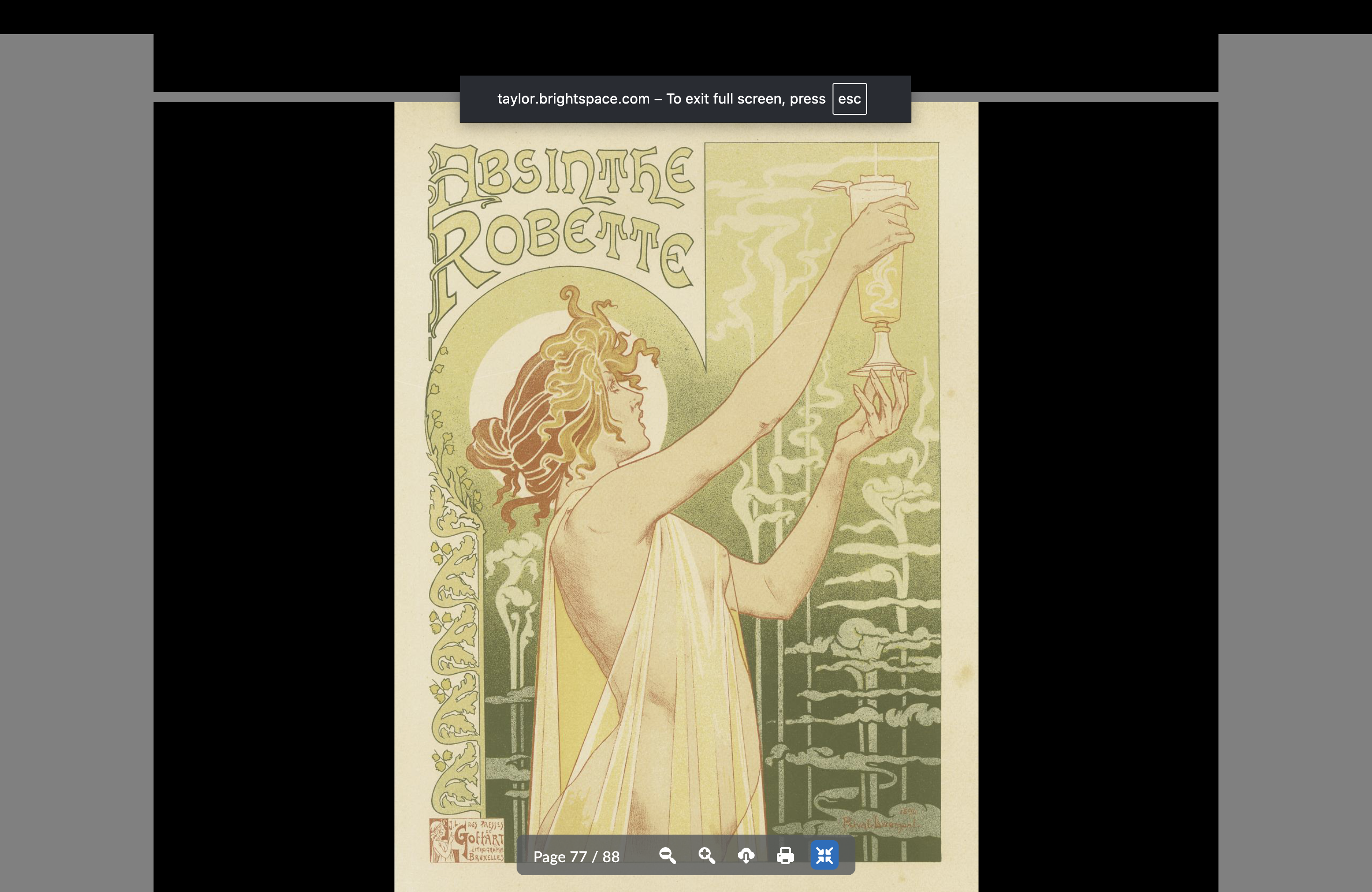 <p>Absinthe — popular drink that people blamed all their problems on<br>White outlines and exotic type, frames and dress<br>Orientalism<br>Key art nouveau artist</p>