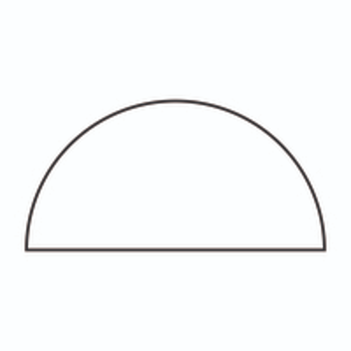 <p>HALF CIRCLE</p><p>formed by cutting a whole circle along a diameter line</p>