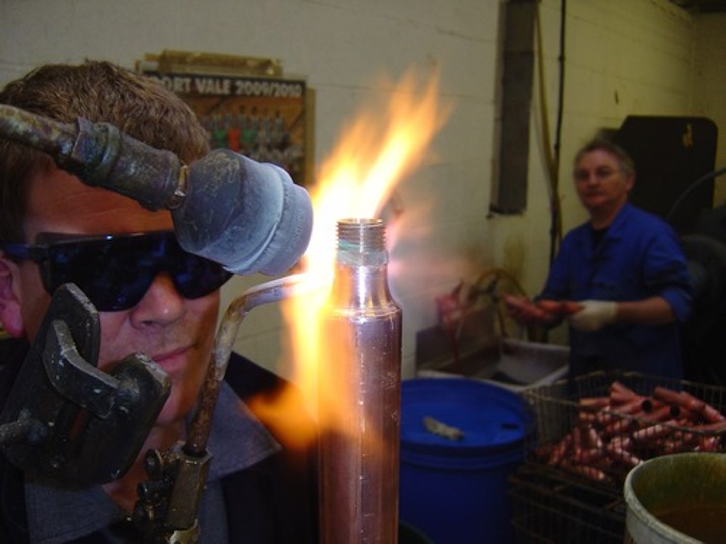 <p>the process of joining metal with a filler rod that melts at a temperature below the metal being joined</p>