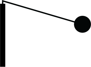 One end of a string is attached to a vertical pole with the other end of the string attached to a ball that swings in a horizontal circular path, as shown. Which of the following free-body diagrams represents the forces exerted on the ball?
