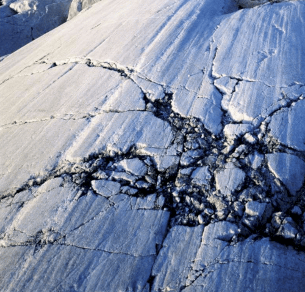 <p>Glacial scours or striationsform through the abrasion of bedrock by rocks incorporated into the bottom of a sliding glacier. They indicate past ice flowdirection!</p>