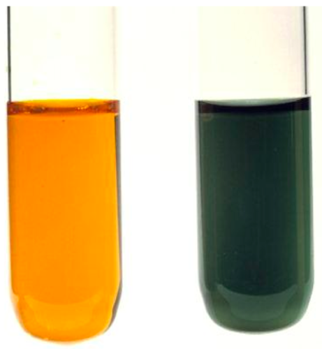 <ul><li><p>Acidified potassium dichromate (K<sub>2</sub>Cr<sub>2</sub>O<sub>7</sub>)</p></li><li><p>Colour change from orange to green</p></li></ul><p></p>