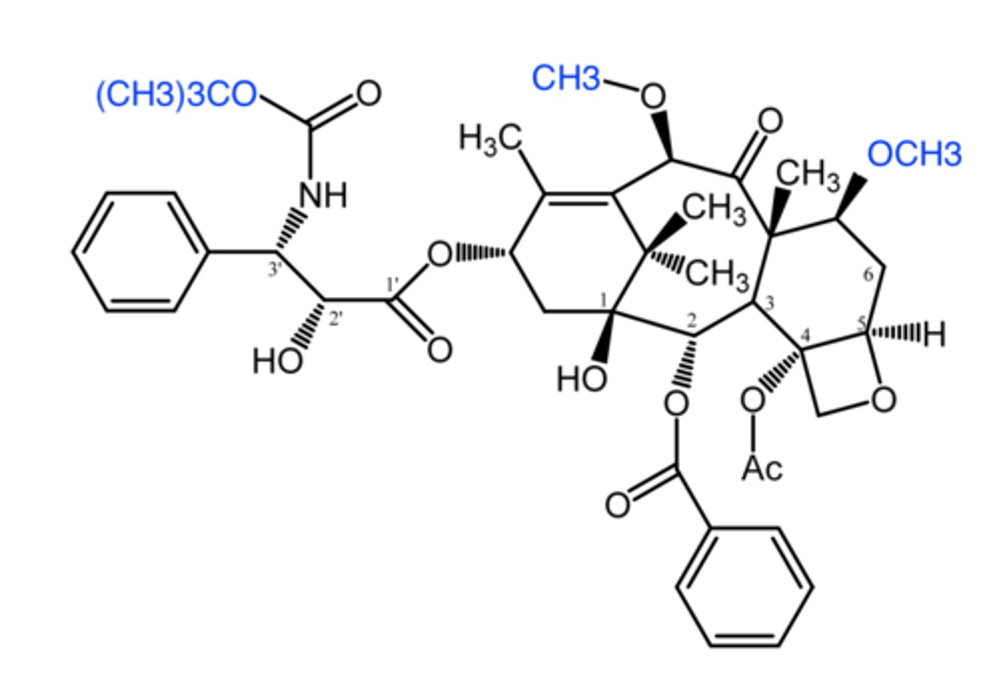 <p>(taxane -- mitosis inhibitor)</p><p>ROA: IV</p><p>SAR: 7,10-dimethoxy analog of docetaxel = lower affinity for pgp = inc cellular retention + high BBB penetration</p><p>MOA: binds polymerized b-tubulin promoting stable tubulin conformation which leads to resistant microtubules + promotes elongation phase + inhibits disassembly of tubule into mitotic spindle</p><p>indication: docetaxel resistant metastatic prostate cancer</p><p>AE: myelosuppression, neutropenia, hypersensitivity</p><p>- pregnancy risk D</p>