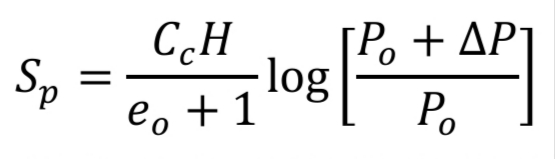 <p>H-thickness of clay layer</p><p>Pc- preconsolidation pressure</p><p>Po - present overburden pressure</p><p>∆P - additional load</p>