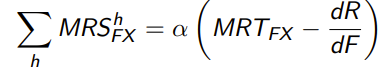 <p>α &gt; 1 if public good funded with distortionary taxation</p><p>dR/dF : Fiscal externality – how changing the public good F affects government revenue.</p><p>If spending on F increases tax revenue (e.g., if public goods complement taxed goods like labour), then dR/dF &gt; 0 - less distortion, more efficient provision.</p><p>If spending on F decreases tax revenue, then dR/dF &lt; 0 then you must provide more net benefit to justify public goods</p>