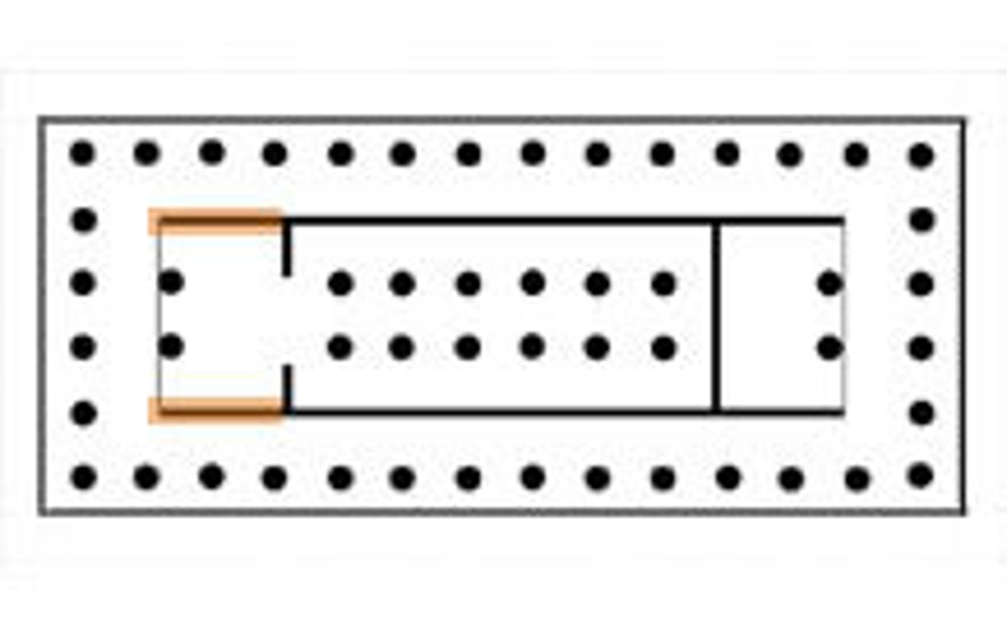 <p>In Classical temples, the pilaster like projecting end of a portico wall often framing columns, which are then said to be in antis</p>