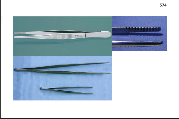 <p>Function: To grasp inanimate objects such as dressings or nonviable tissues; this type of forceps causes significant damage to viable tissues.</p>