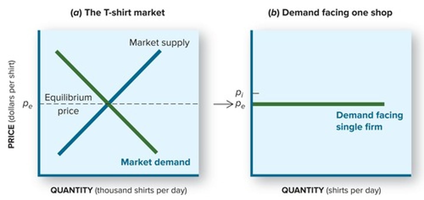 <p>The firm's demand curve is perceived as horizontal because it is a price taker.</p>