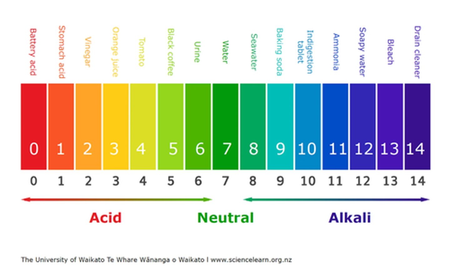 <p>- The pH scale shows how acidic or alkaline a solution is.</p><p>- Neutral solutions have a pH of 7.</p>