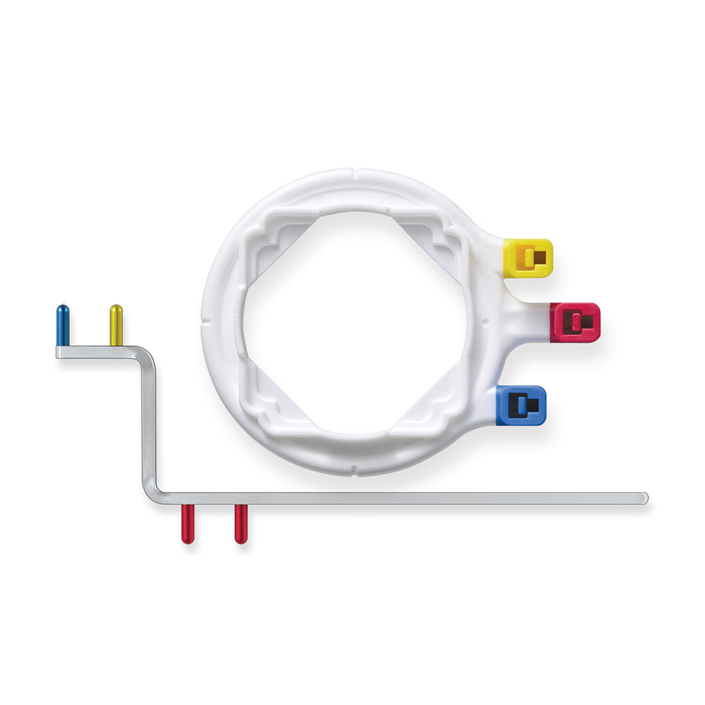 <ul><li><p>one ring</p></li><li><p>one arm</p></li><li><p>is a beam alignment device that is used to position receptor in the mouth and retain receptor in position during exposure </p></li></ul><p></p>