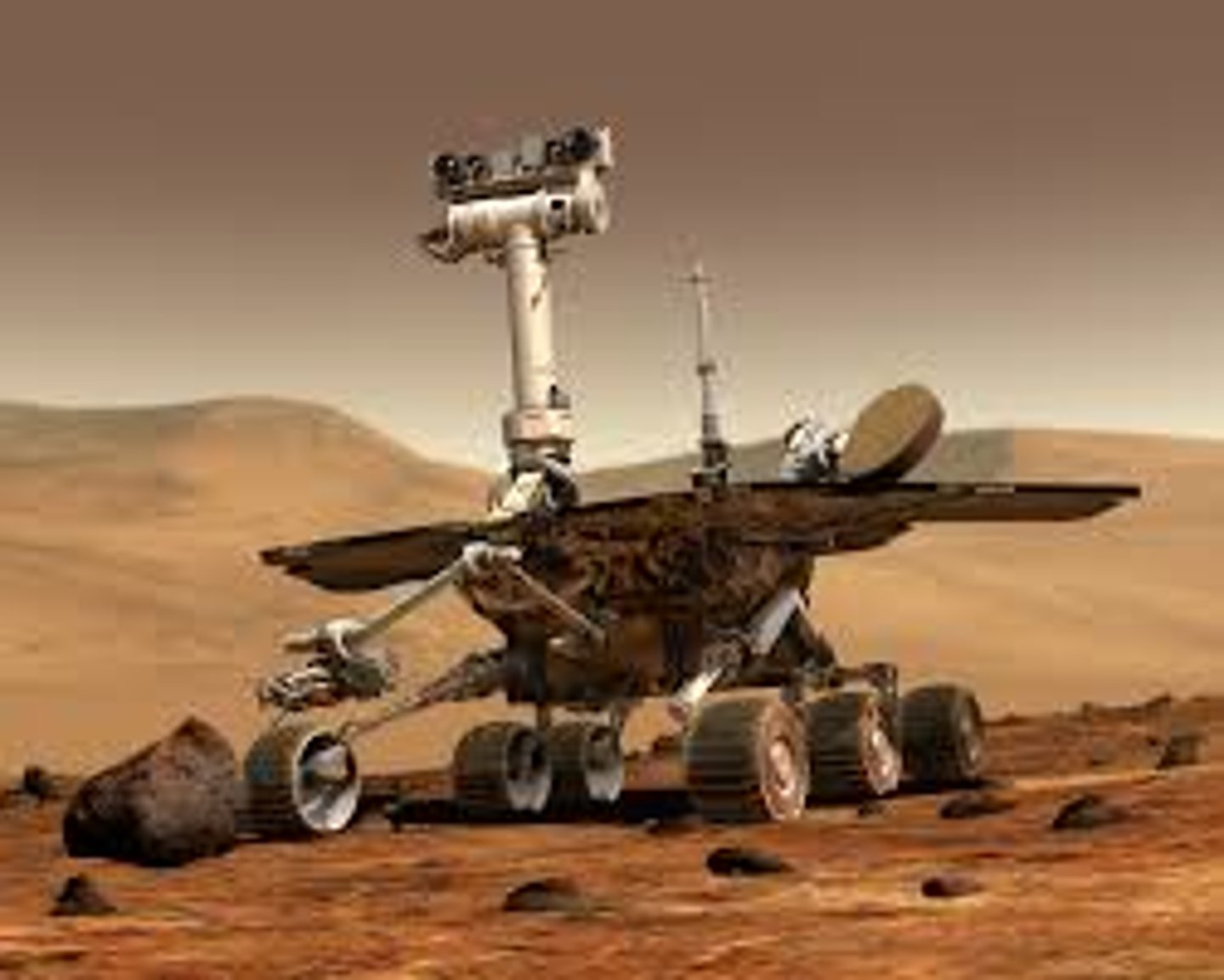 <p>A robot which studies Mars (test soil and studies martian surface)</p>