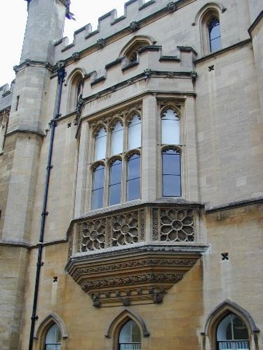 <p>bay window supported by brackets</p>
