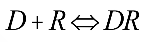 D = interaction of a drug
R = receptor