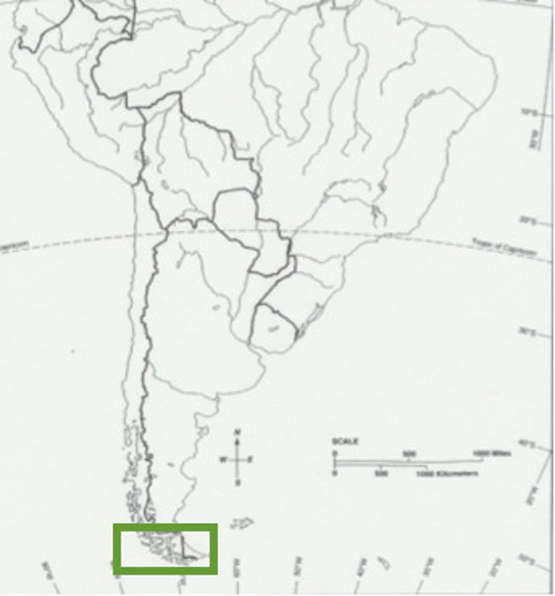 <p>the southern most tip of South America that is an important landmark for sailors</p>
