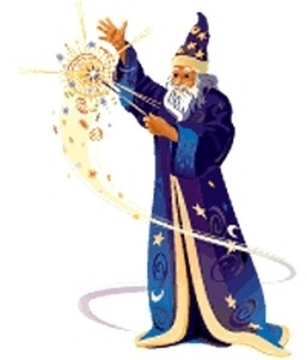 <p>hombre con una varita mágica</p>