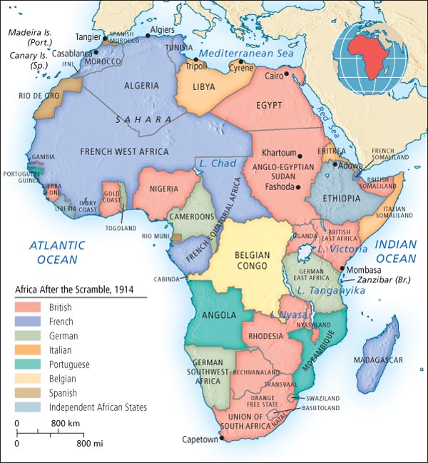 <p>Map of Africa “After the Scramble, 1914”</p>
